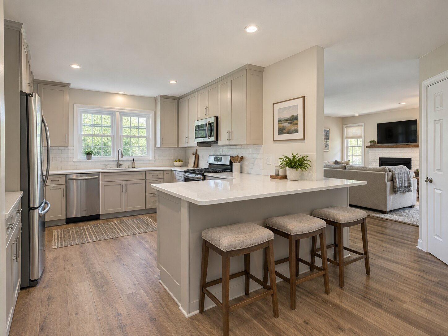 Greige Kitchen with Peninsula