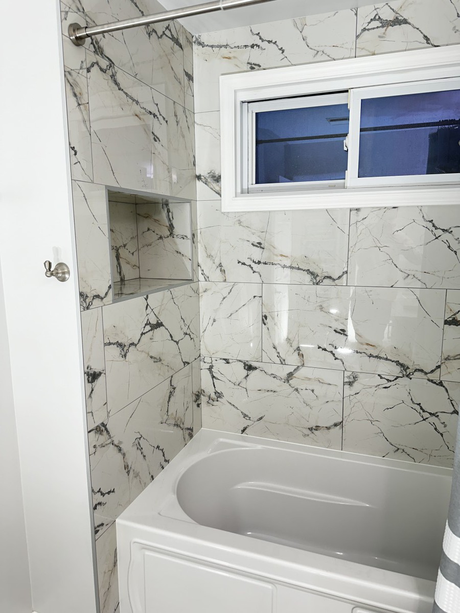 Classic Marble-Inspired Bathroom