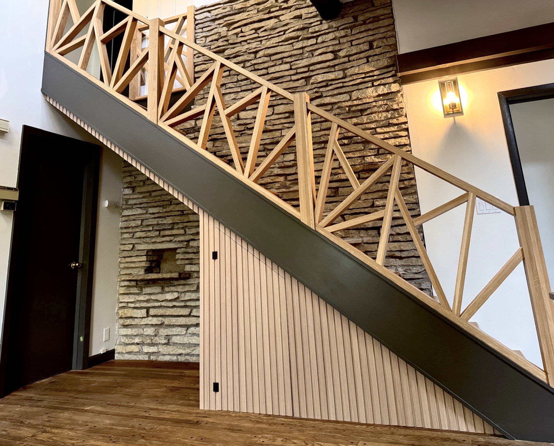 Modern Geometry Staircase Renovation - Glen Ellyn in Glen Ellyn, IL by ADS Building & Remodeling